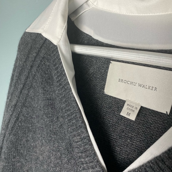 Brochu Walker Layered V Neck Medium RETAIL $388 Wool & Cashmere ECO FRIENDLY - Picture 4 of 10